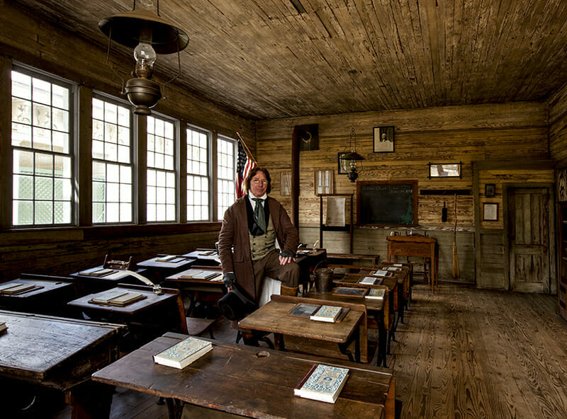 Historic schoolhouse in Old Alabama Town in Montgomery