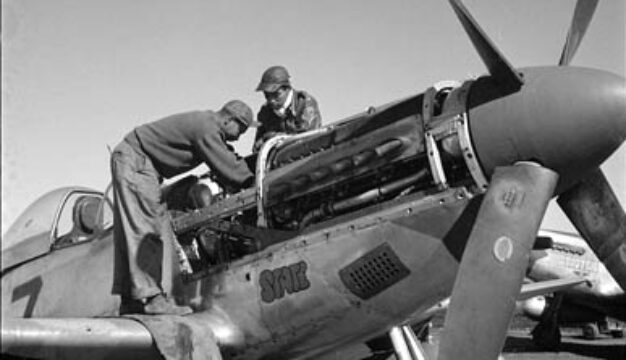 Tuskegee Airmen Maintaining Aircraft