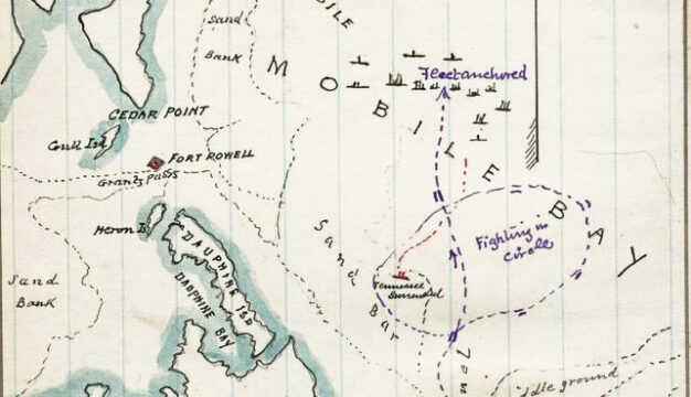 Map of the Battle of Mobile Bay