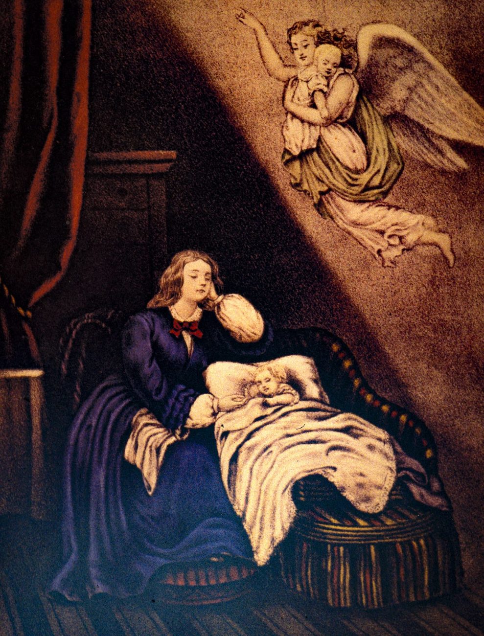 The Mother's Dream, a Currier and Ives print from 1853 that inspired elements of Nicola Marschall's painting The Hale Child