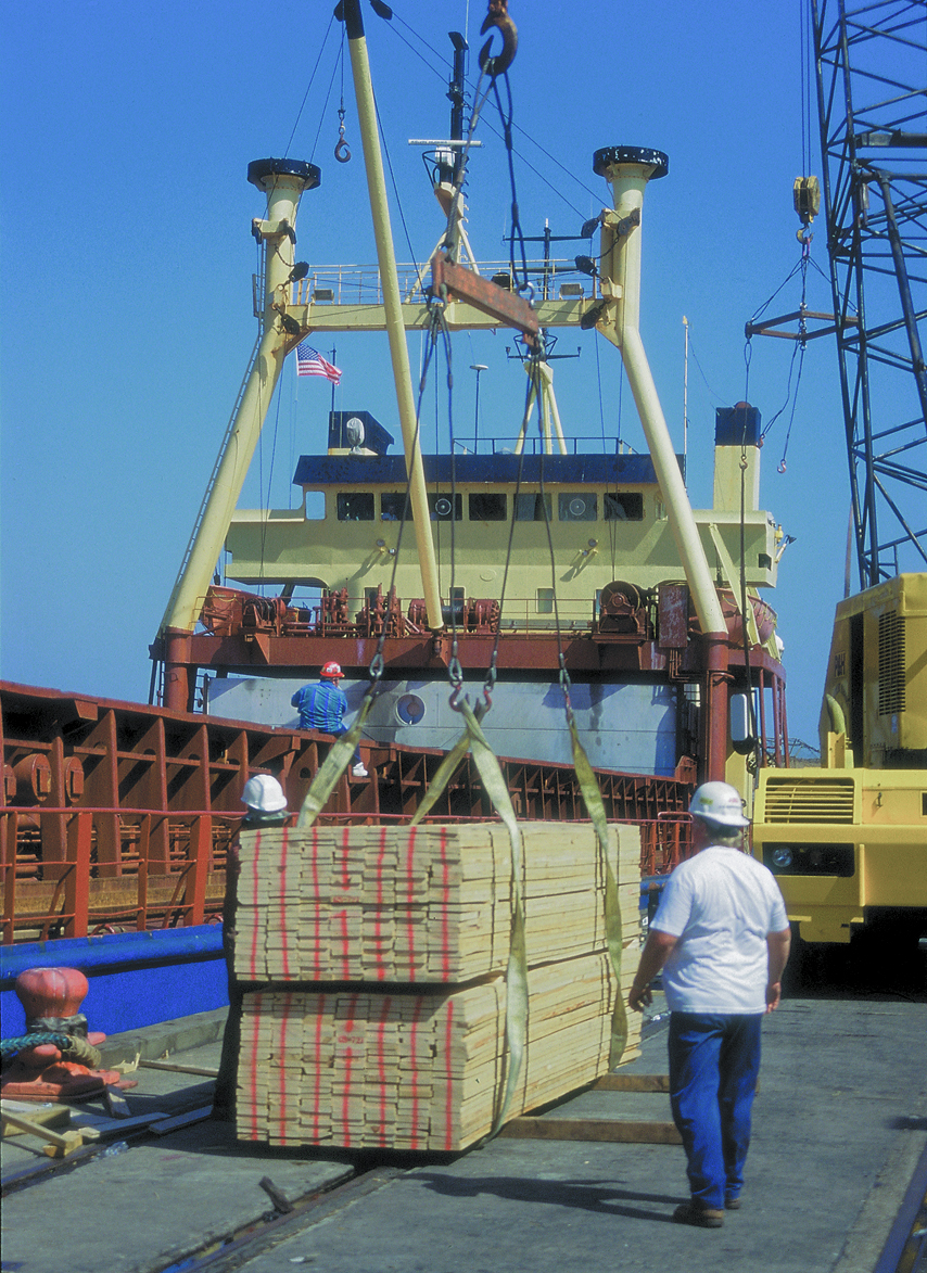 Forest products being loaded at the Port of Mobile