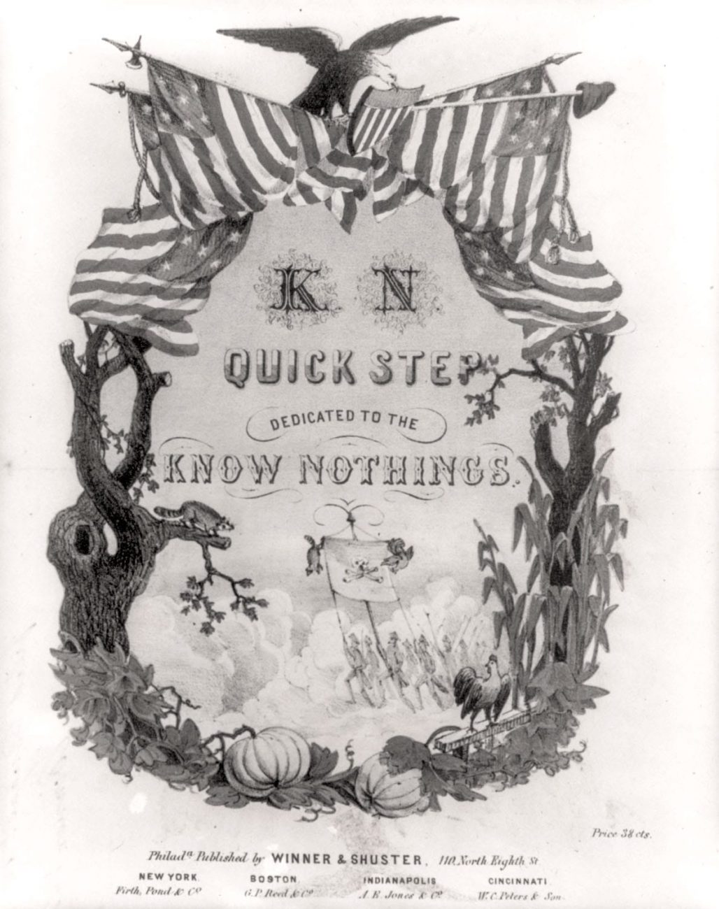 Sheet music cover for a song in support of the Know Nothing Party