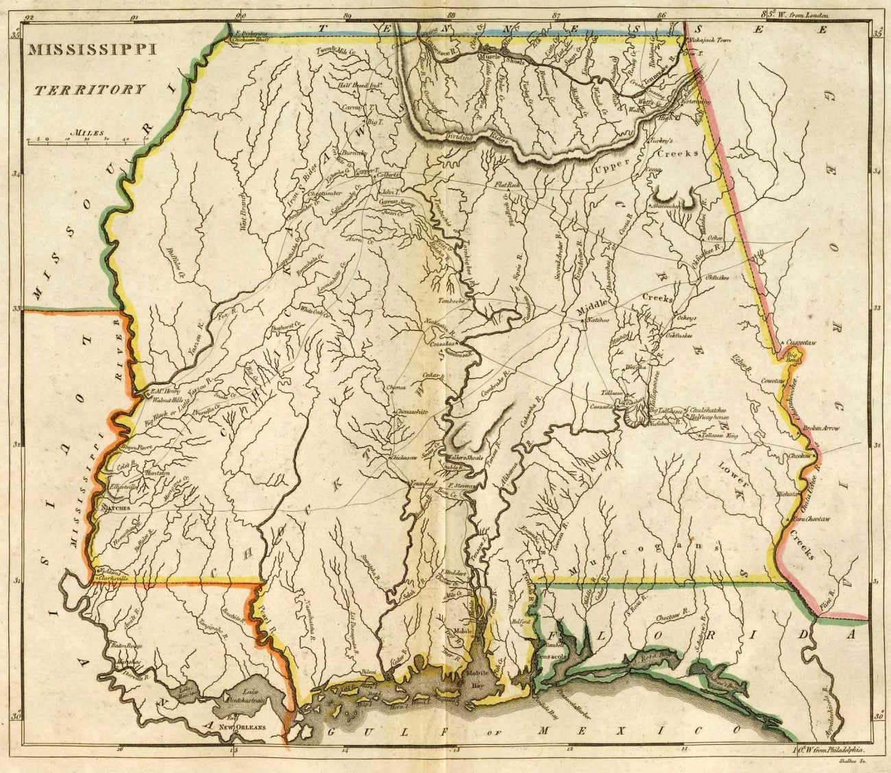 Map of the Mississippi Territory in 1813