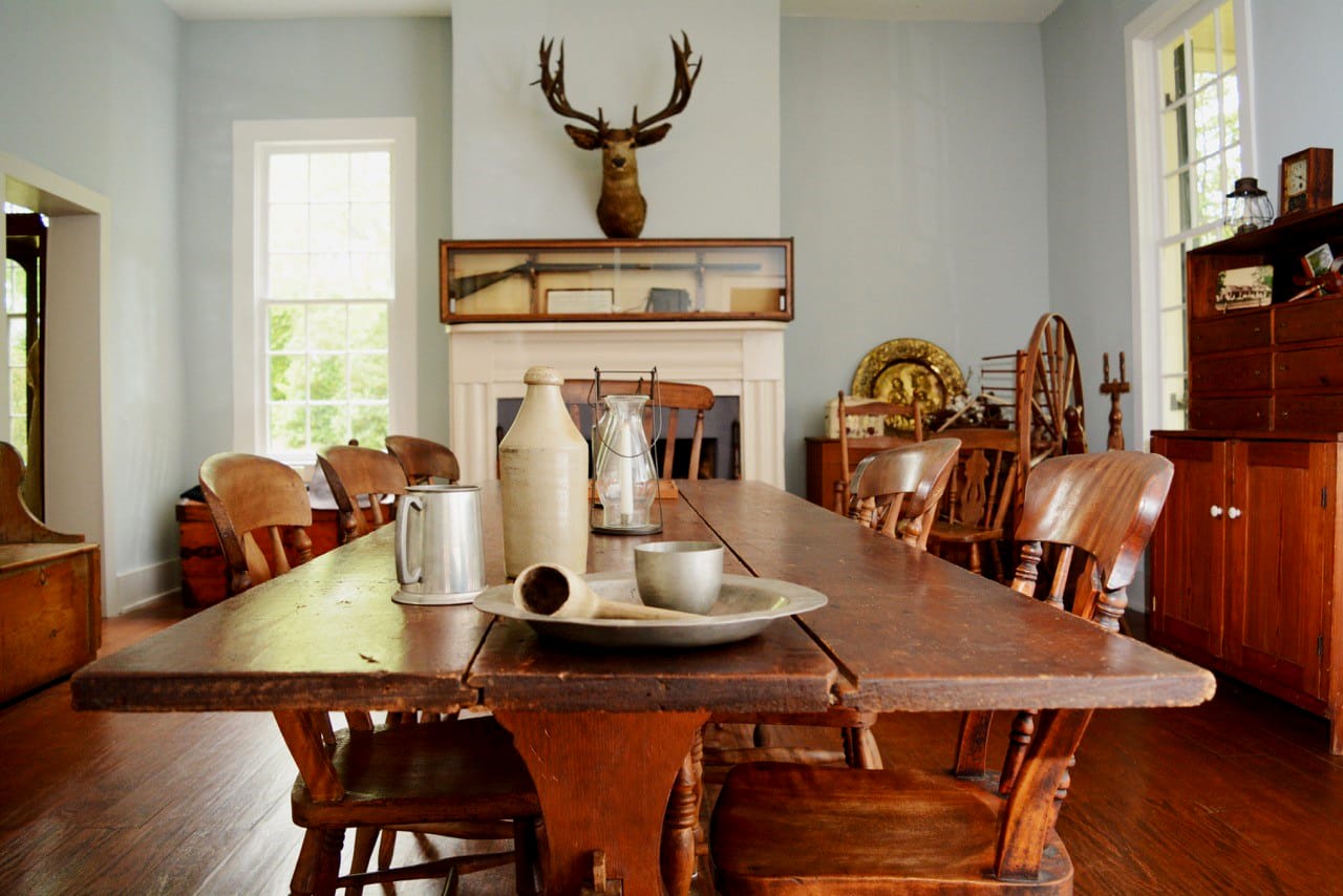 Dining room interior at Pope Tavern museum in Florence, Alabama