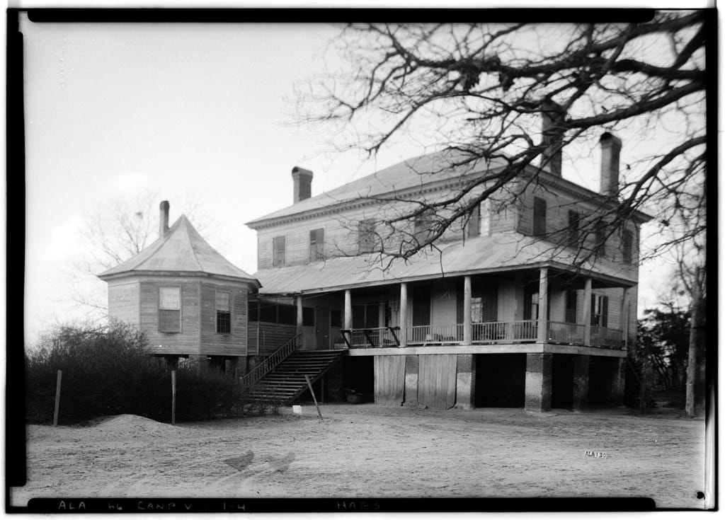 Rear view of the Yaupon historic home in Alabama