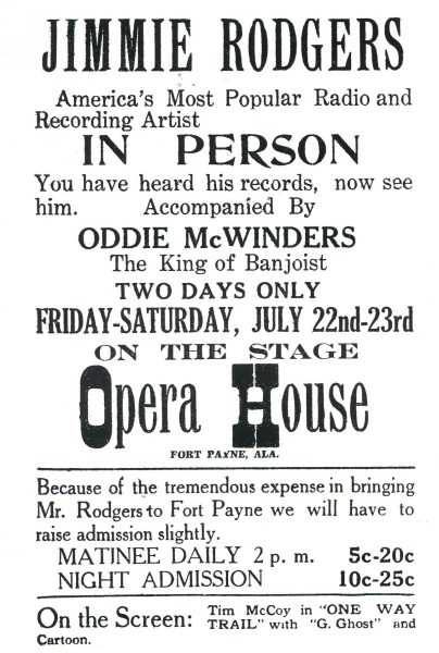 Jimmie Rodgers Performance Advertisement