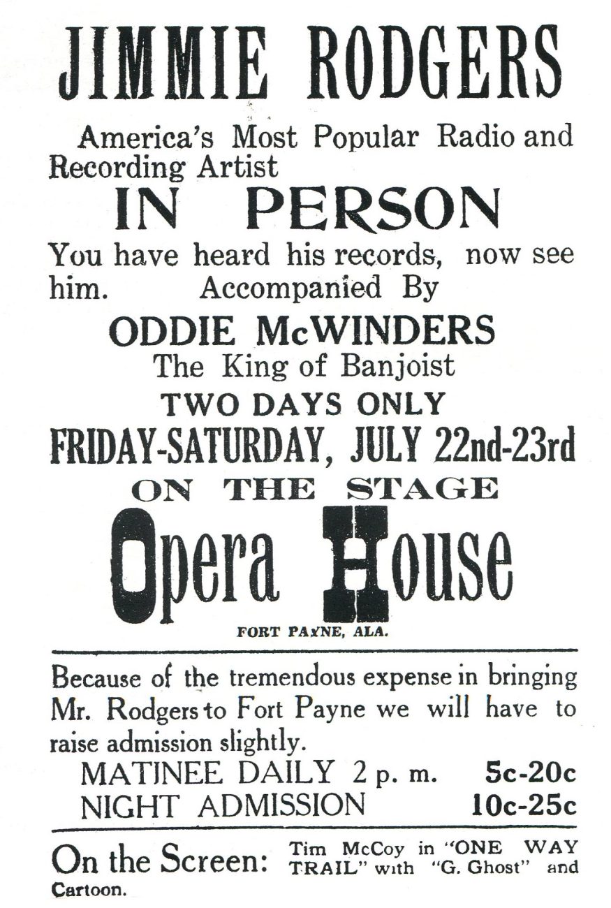 Jimmie Rodgers Performance Advertisement