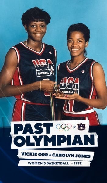 Vickie Orr (left) and Carolyn Jones pose with the bronze medals they won as part of Team USA's women's basketball team in the 1992 Summer Olympics in Barcelona, Spain.
