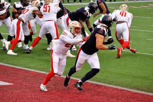 football players on the field during a game